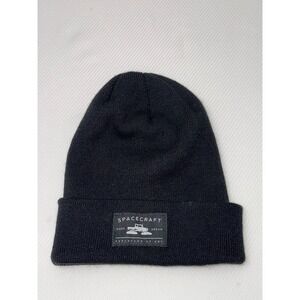 Spacecraft Collective Black Cuffed Beanie Hat Snowcat Make Dream Patch PNW Logo